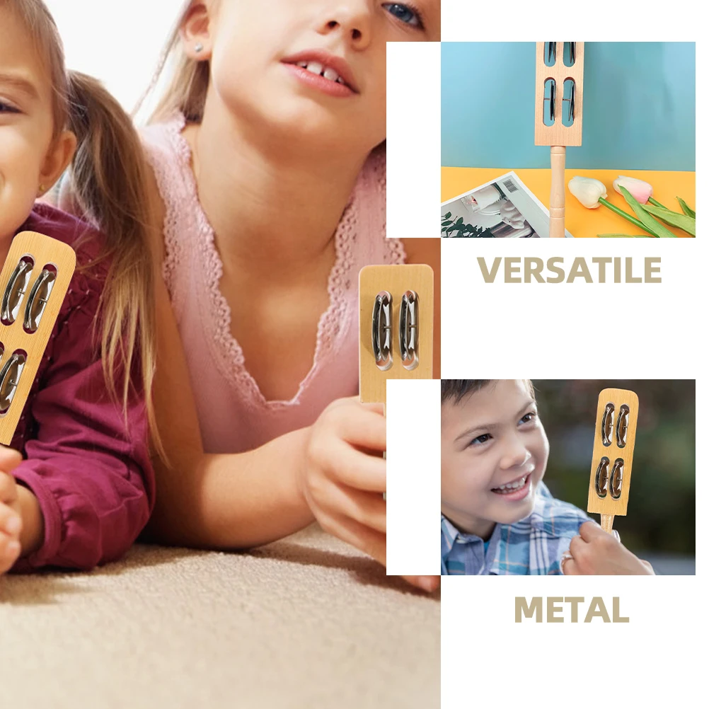 

2 Pcs for Babies Bellboard Cymbal Teaching Tool Musical Shaking Jingle Bells Instruments Hand Rattle The