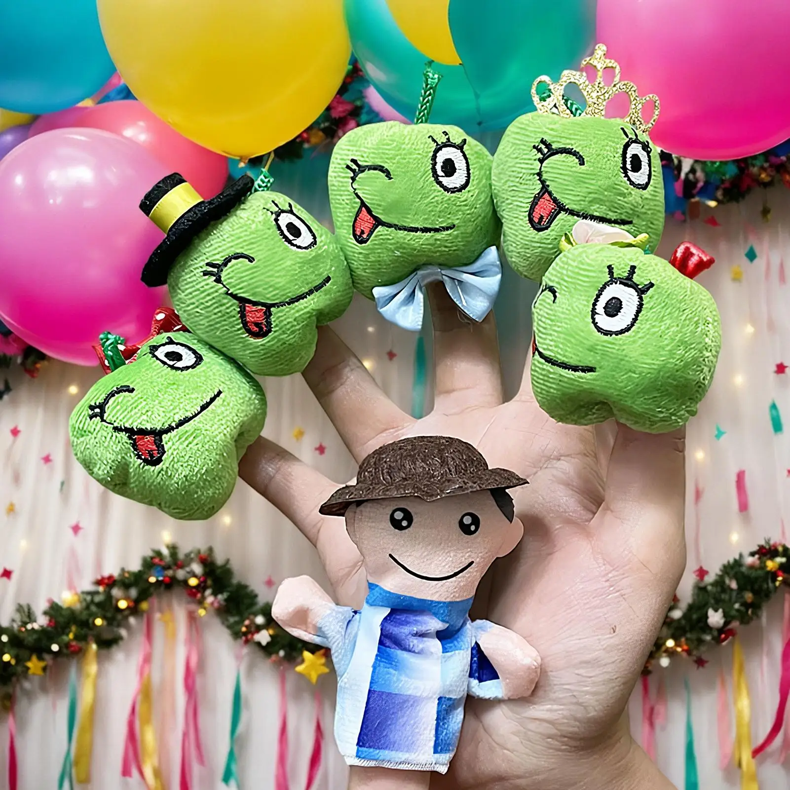 Vingerpoppetjes voor peuters 6-delig Schattige peutervingerpoppetjes Interactieve pluche poppen Prestatie rekwisieten Ontwikkelingsleren