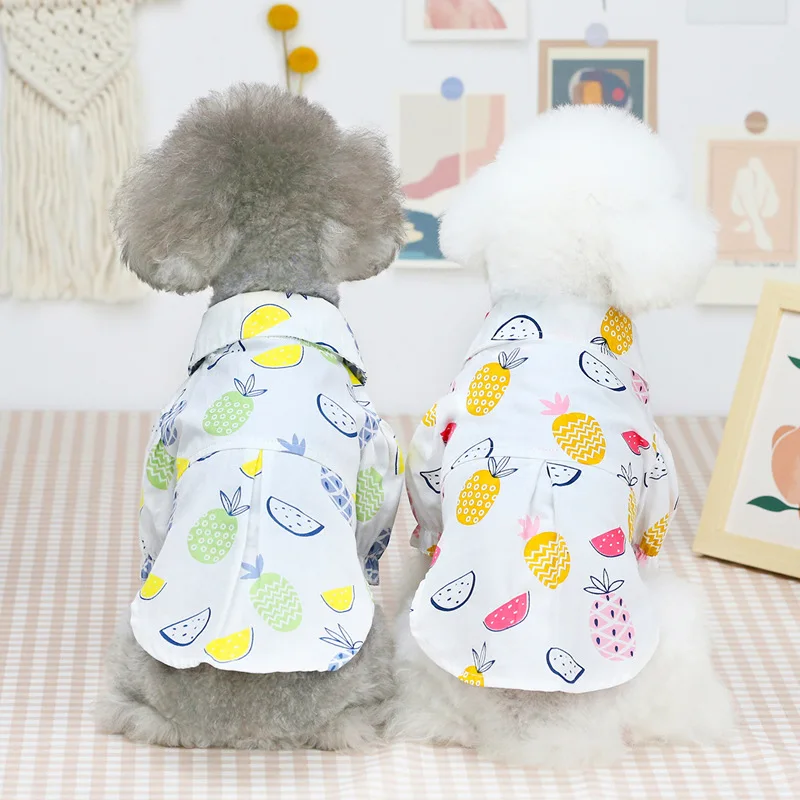 New Spring Summer Pet Dog Cat Clothes, Cute Pineapple Print Shirt, Thin Breathable Puppy Kitten Clothing for Teddy Poodle