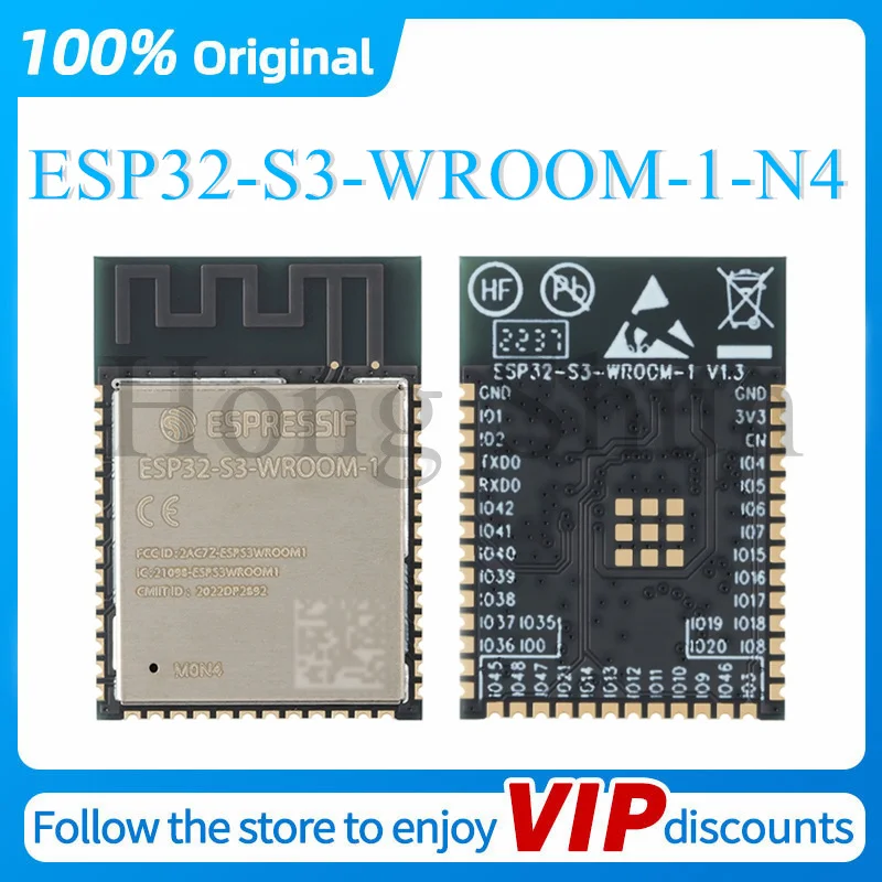 ESP32-S3-WROOM-1-N4 Wi-Fi+Bluetooth 4 МБ 32-битный двухъядерный модуль MCU