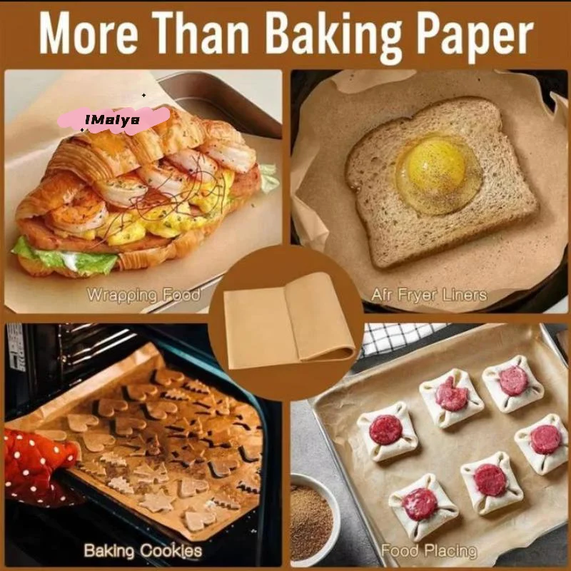 50/100/200 Stück Luftfritteusen-Pergamentpapier, braunes Wachs, Küchenofenpapier, Burger, Dessert, Sandwich-Verpackung – antihaftbeschichtete Backbleche