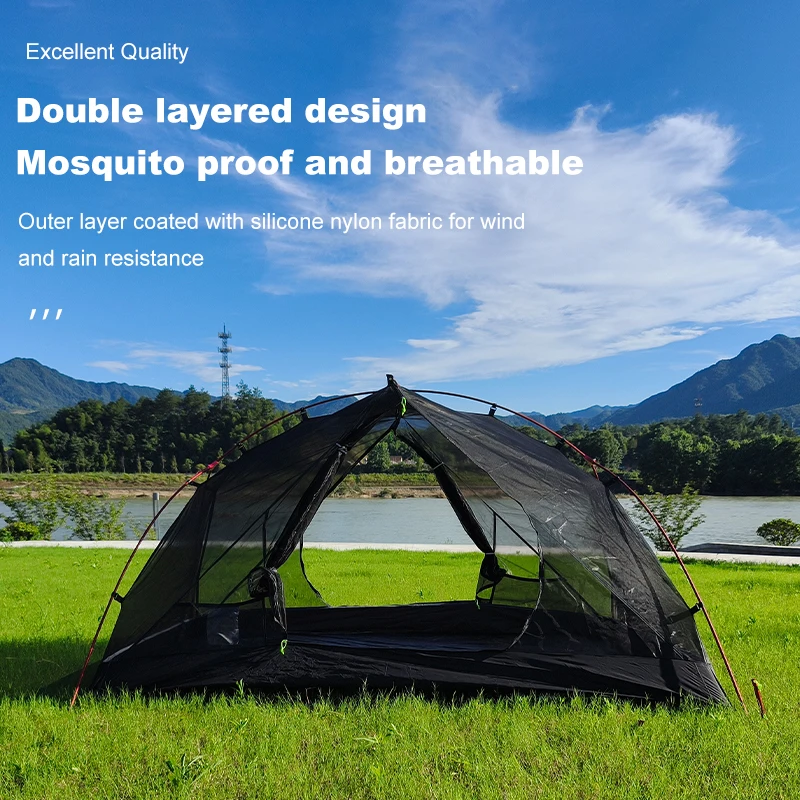 Sunscreen and waterproof 20D silicone coated cloth ultra light outdoor 2-person blue Hoba tent, camping supplies,sleep,2 people