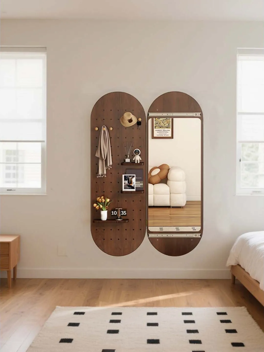 

Hidden full body mirror wall hanging wall adhering medieval beautiful and practical design