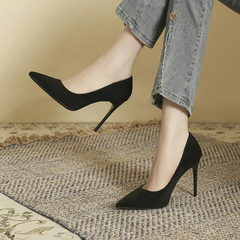 Small Size 31-43 Pointed Black High Heels Women\'s Stiletto Heel Large Size 41 42 43 Pumps Thin Heels