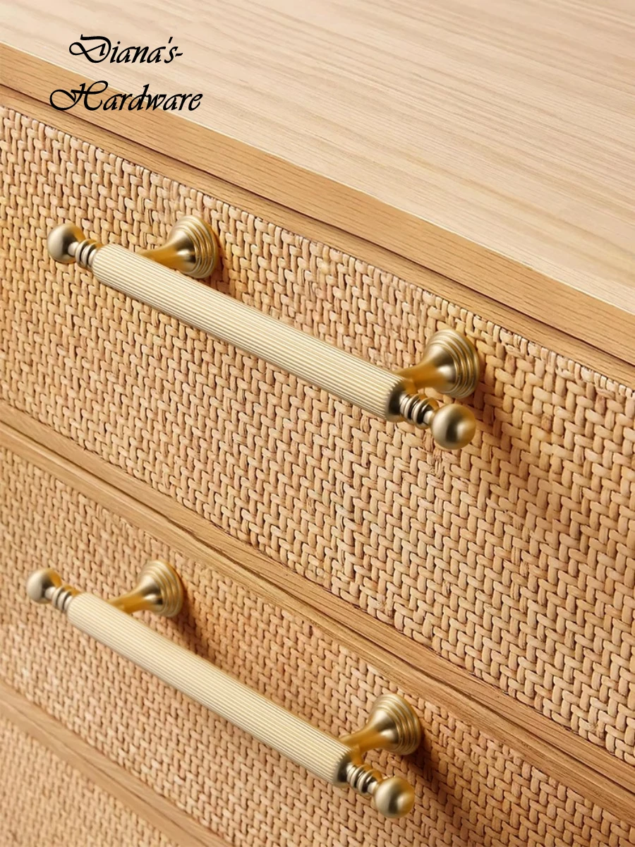 Gold Black Furniture Handle French Cabinet Door Handles Light Luxury Vertical Grain Drawer Pulls Cabinet Small Knob and Handle