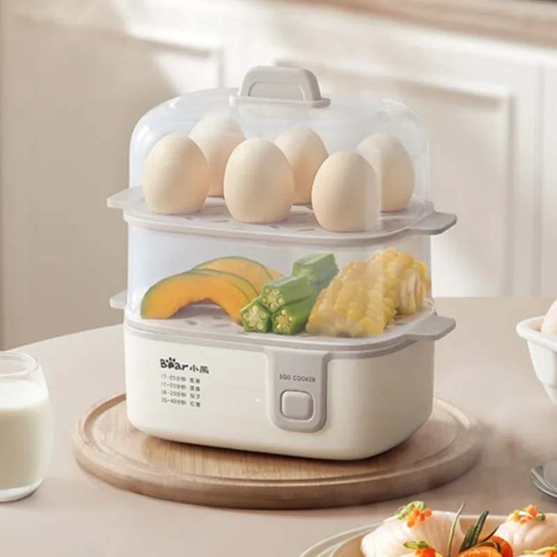 

270 Вт двухслойная яйцеварка, яйцеварка с таймером, автоматическая пароварка, машина для завтрака, пароварка для яиц, подогреватель еды, 220 В