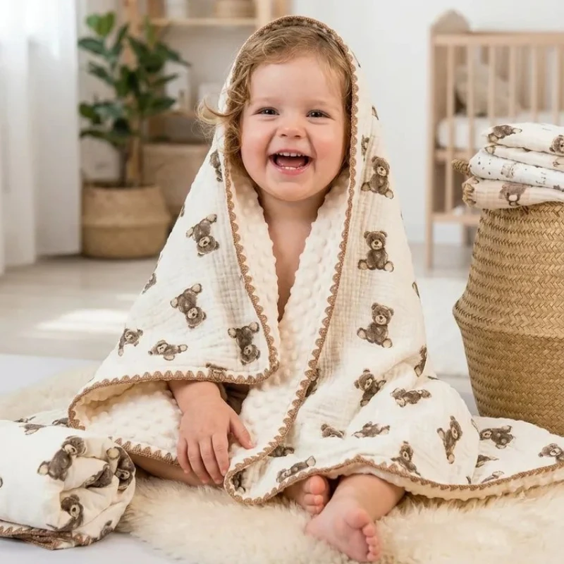 Gauze Baby Blanket for Newborn Bedding Winter Swaddling Cotton Beanie Quilt Soft Absorbent Stroller Blanket Baby Accessories