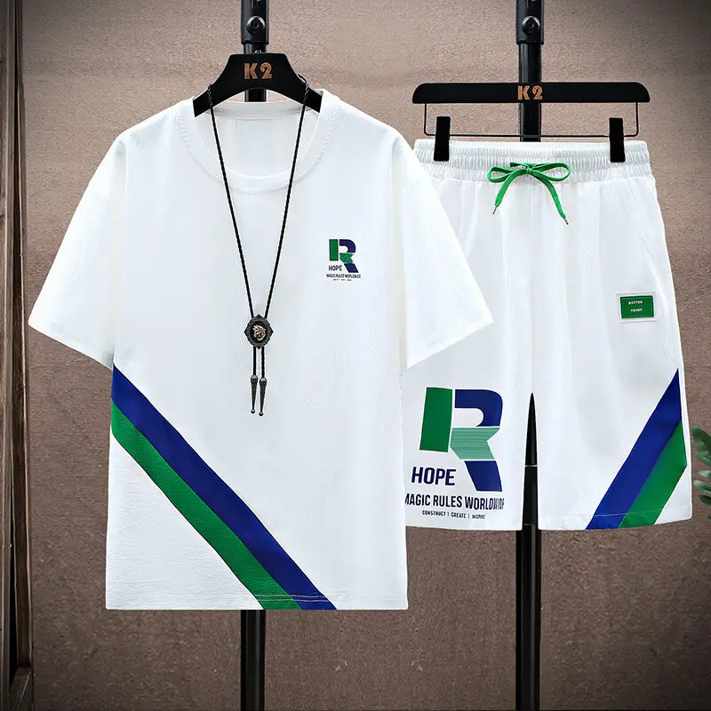 2025 summer sportswear men's fashion casual slim fit sets men shorts and T shirt men two-piece set full size M-4XL