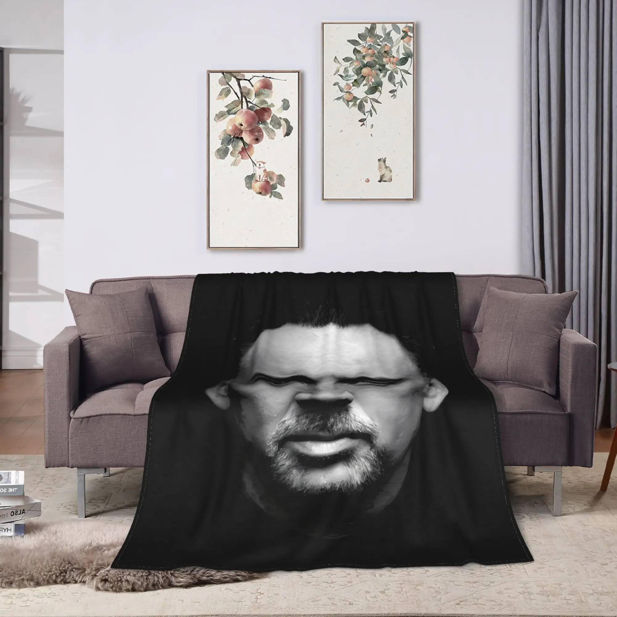 Nicolas Cage Face Blanket  Decorative Flannel Throw Blanket For Living Room Super Soft Custom Quality Bedspread Gift Idea