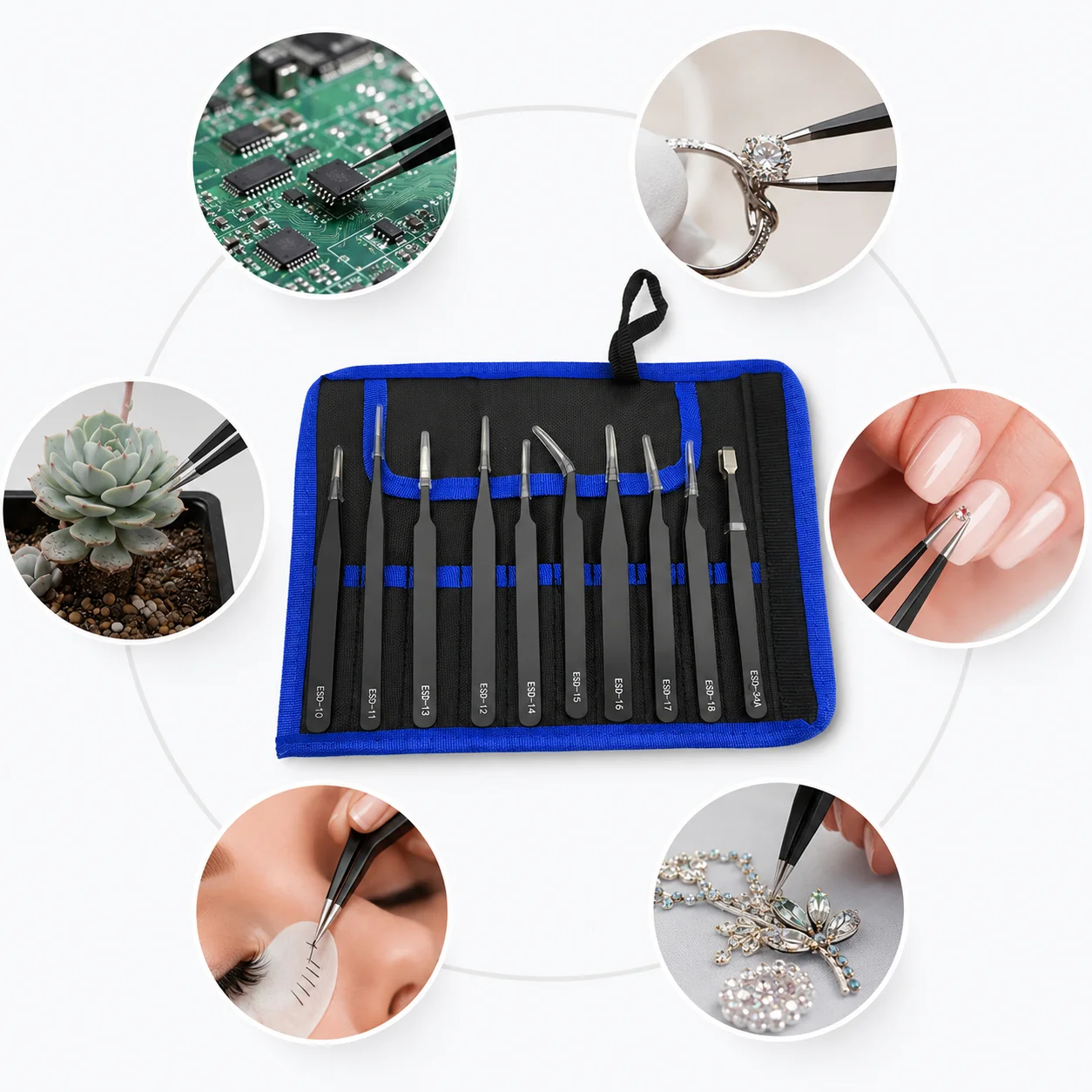 10Pcs ESD Anti‑Static Tweezers - đánh giá và giá Jewelry Repair & Watches Photos