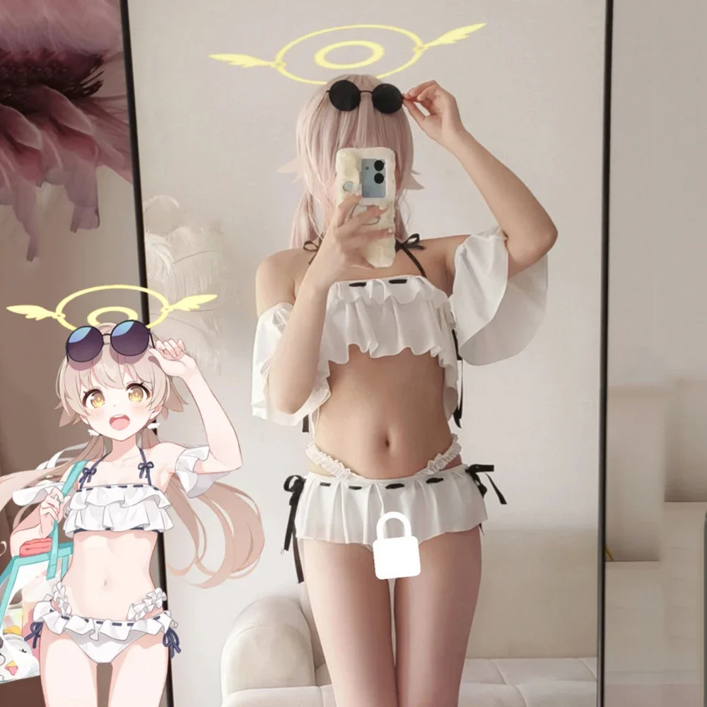 Halloween Jeu bleu archivos Ajitani Hifumi Cosplay disfraz maillots de bain été mignon Lolita plage à volants maillot de bain