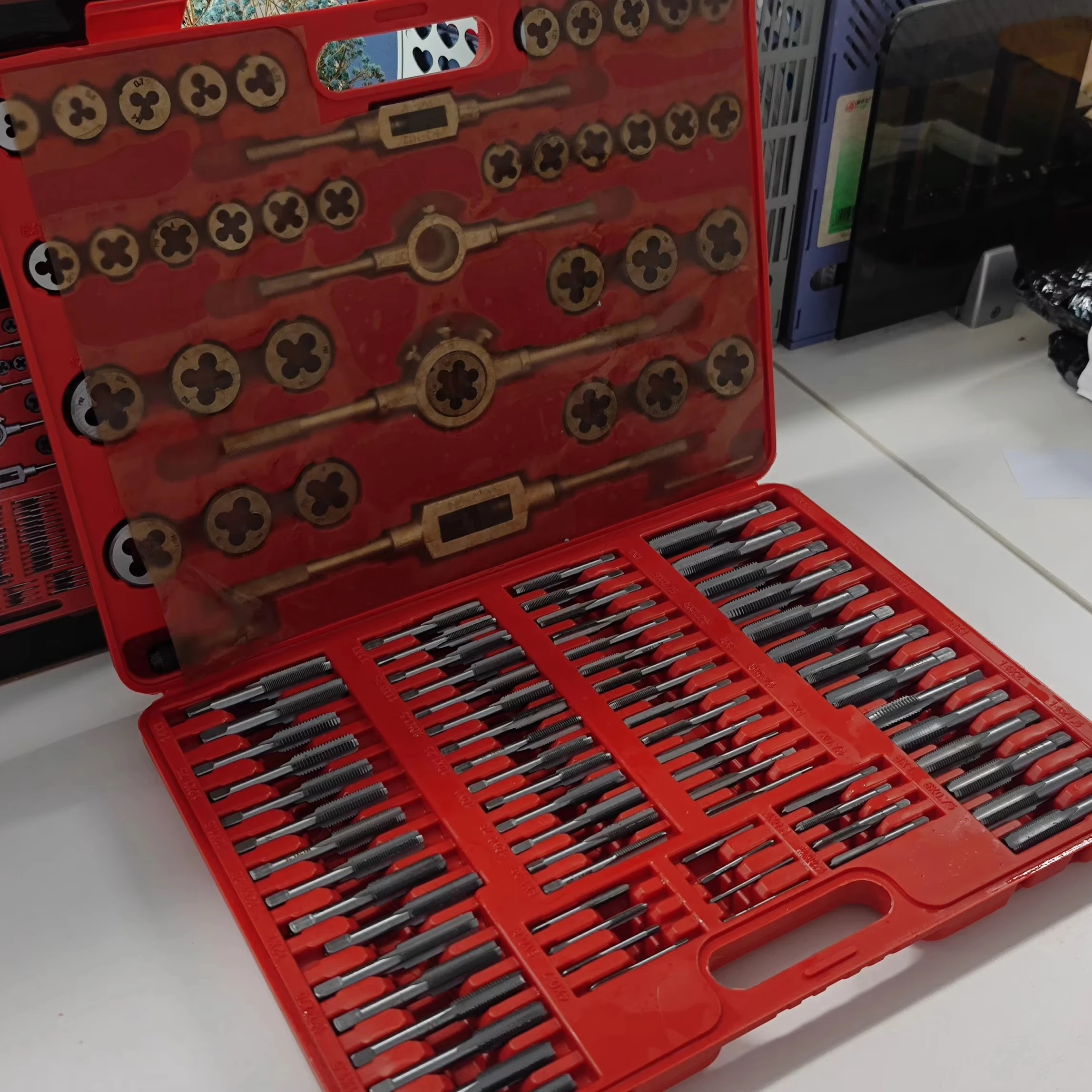 110Pcs Tap and Die Set M2-M18 High Carbon Steel Threading Kit for CNC Machine & Maintenance