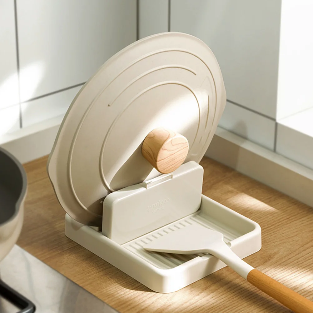 

Collapsible Pot Lid Holder Kitchen Rack Foldable Lid Stand Spoon Rest Storage Organizer White Multi-Function Countertop Home