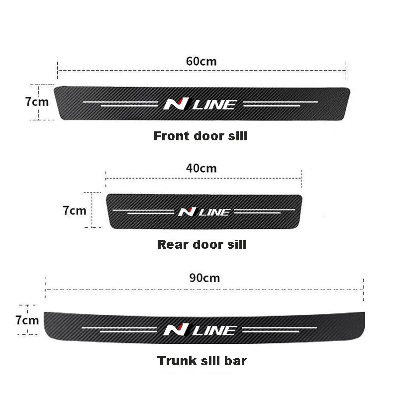 Car Door Sill Protector Carbon Fiber Threshold Stickers For Hyundai I30 2021 Sonata Elantra Veloster Kona Tucson N Line