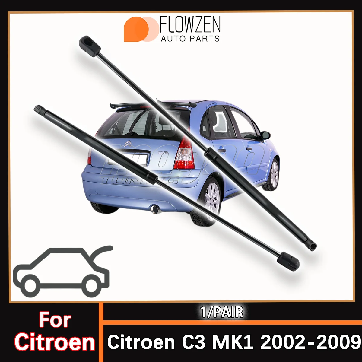 Trunk Gas Struts Spring Bar For Citroen C3 MK1 2002-2009 OE 8731G38731K9 9639853880 Rear Shock Strut Bar Pressure Rod