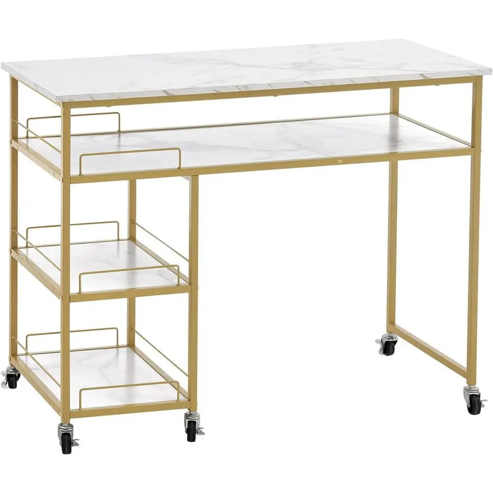 

Rolling Wheel Nail Table, Modern Spa Manicure Desk, Elegant White Makeup Station 2401