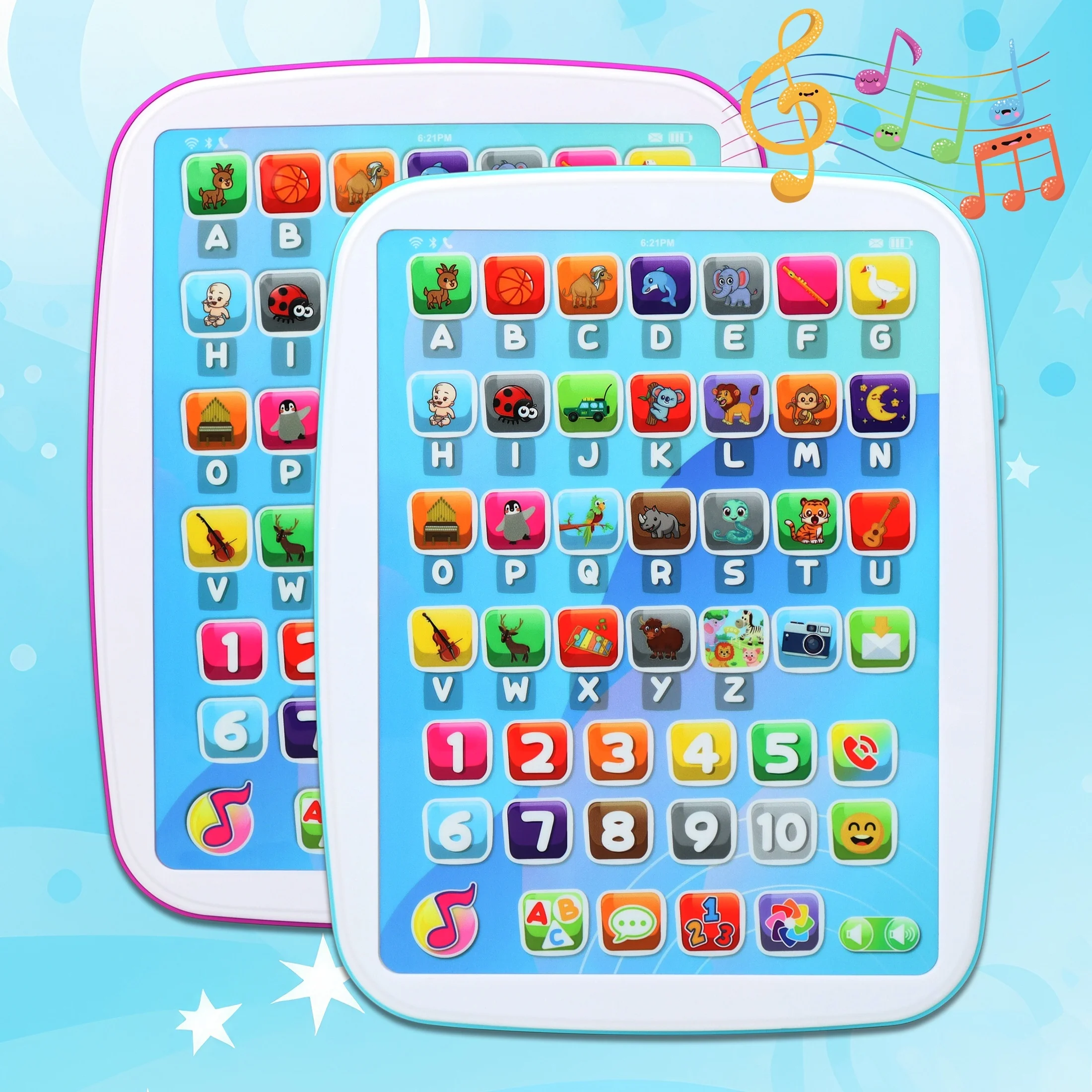 1PC English & Spanish Tablet Toys, Kids Fun Interactive Early Music Electronic Early Education Point Reader,Battery not Included