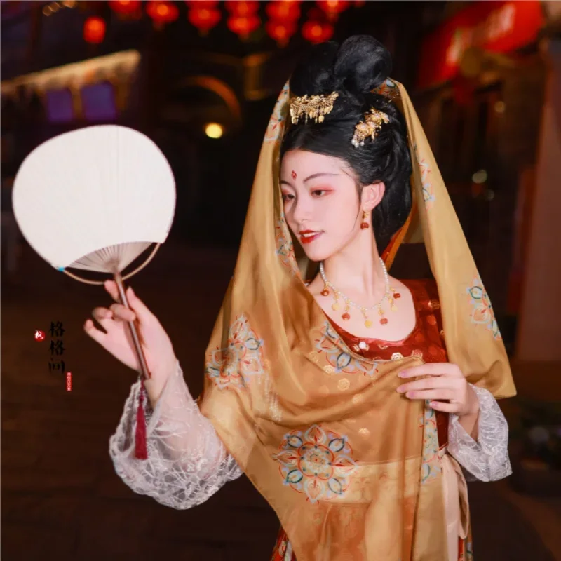 6 Farben chinesische traditionelle Kleidung Hanfu Accessoires Pibo weibliche Tang Dynastie Druck Rock Seide Band Tanz Kostüme Requisiten