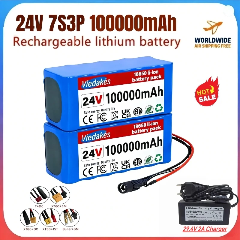 

24V 100Ah 7S3P 18650 High Power Lithium Battery Portable For Wheelchair Backup Power With 29.4V 2A Fast Charger