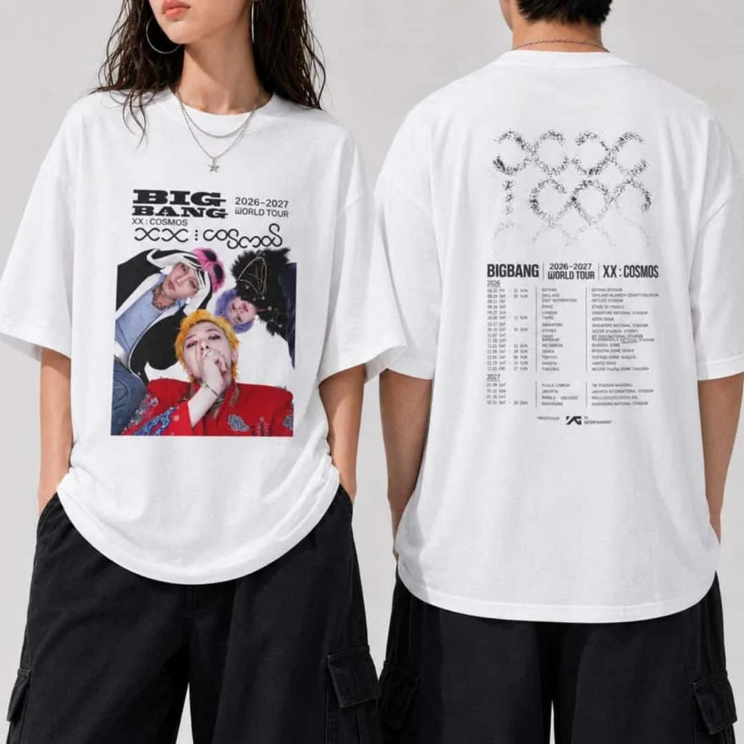 Bigbang 20. Jubiläumskonzert Unisex T-Shirt XX COSMOS 2026-2027 Welttournee Vorder- und Rückseiten-Porträtdruck Kpop VIP-Fan-T-Shirt – Detail 5