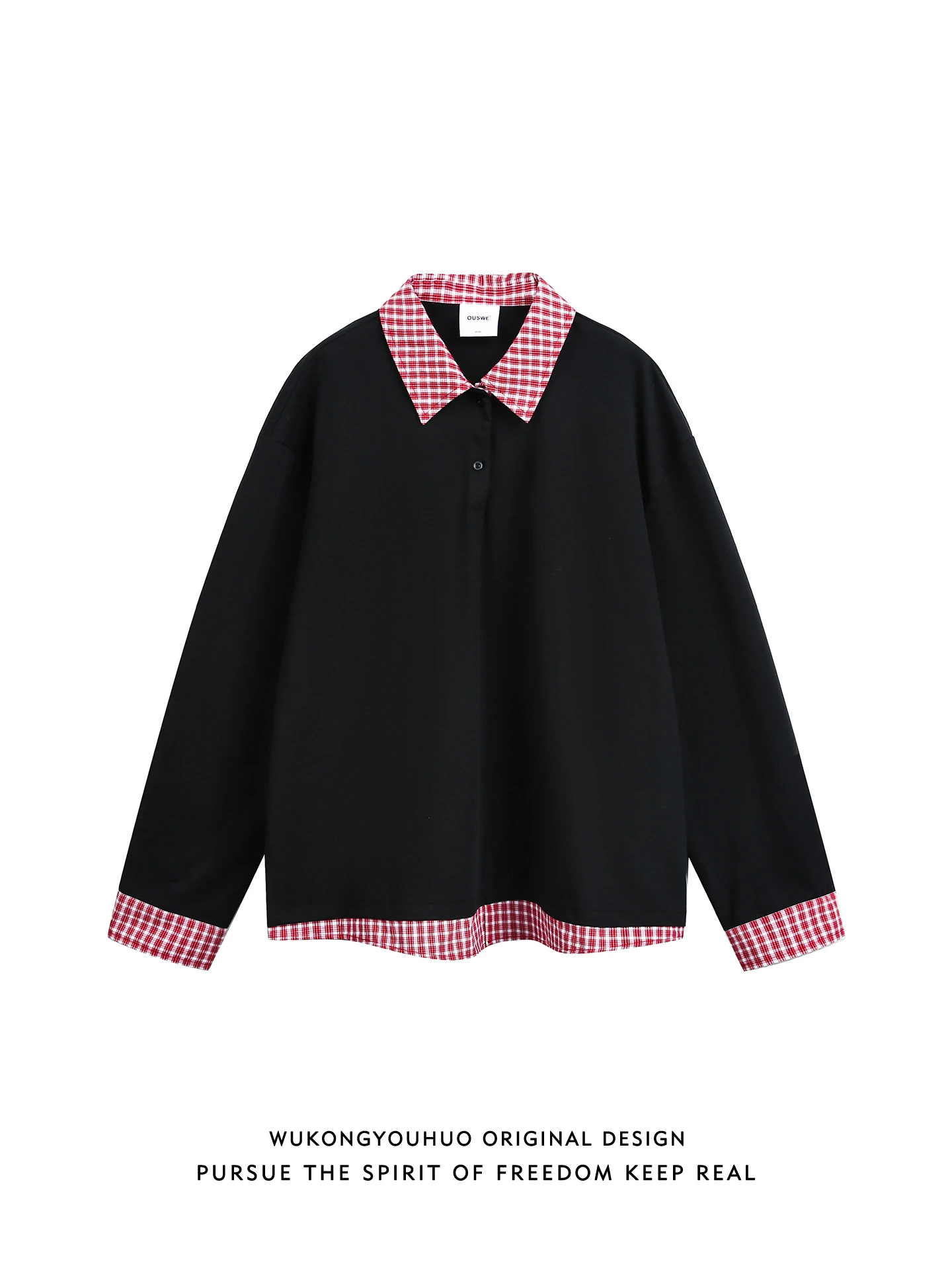 

Модный весенний свитер с клетчатым воротником в стиле пэчворк, свободный крой, унисекс, для пар, молодежная одежда, смесь хлопка и полиэстера