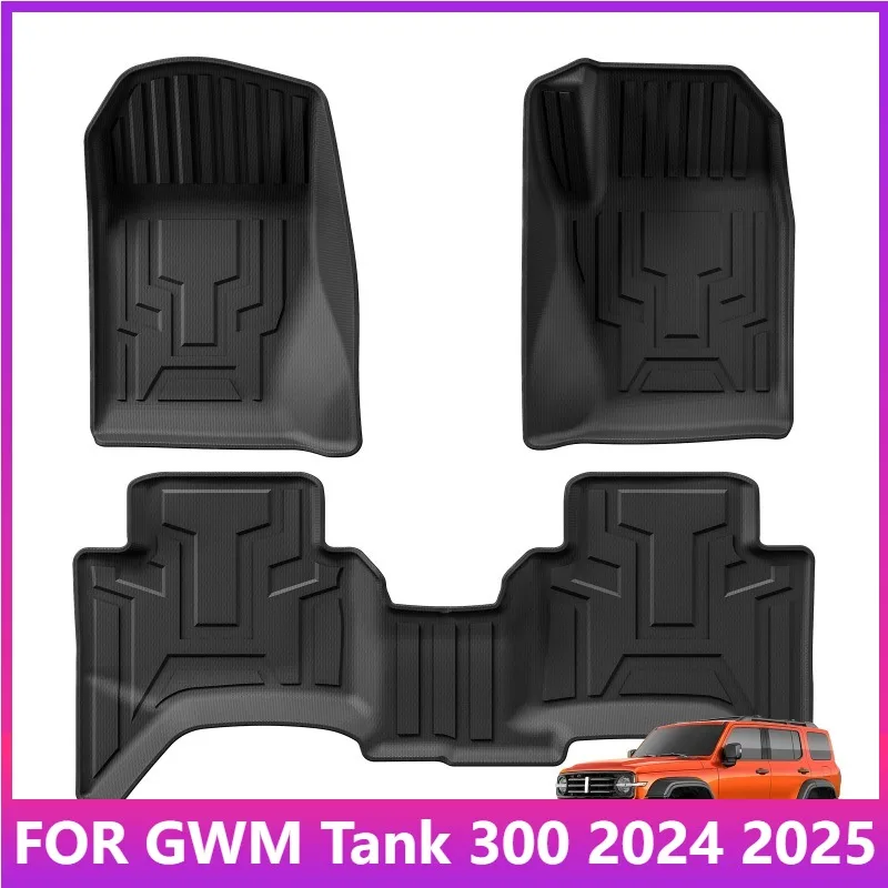 

RHD For GWM Tank 300 2024 2025 Right Hand Drive Car Floor Mats Cargo Liner Trunk/Backrest Mat TPE 3D All Weather Black