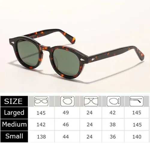 Imagen 2 del producto Gafas de sol polarizadas para hombre, gafas de sol redondas Retro para mujer, gafas con montura de acetato Vintage de marca de lujo
