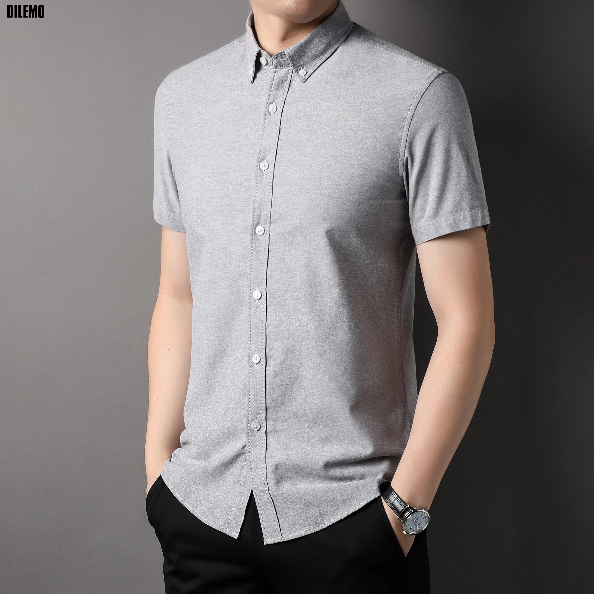 Top Grade Oxford New Summer Brand Slim Fit Shirt Trending Short Sleeve Breathable Classic Casual Fashion Mens Clothes 2025