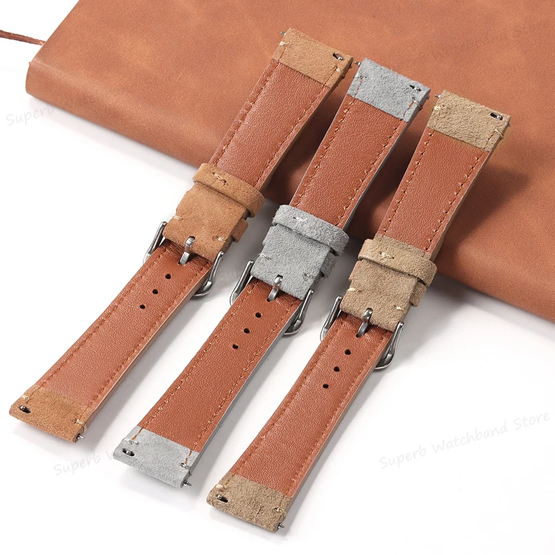 Винтажный замшевый ремешок из натуральной кожи для часов Omega, быстросъемный спортивный браслет для Huawei GT4 для мужчин и женщин, 20 мм 22 мм