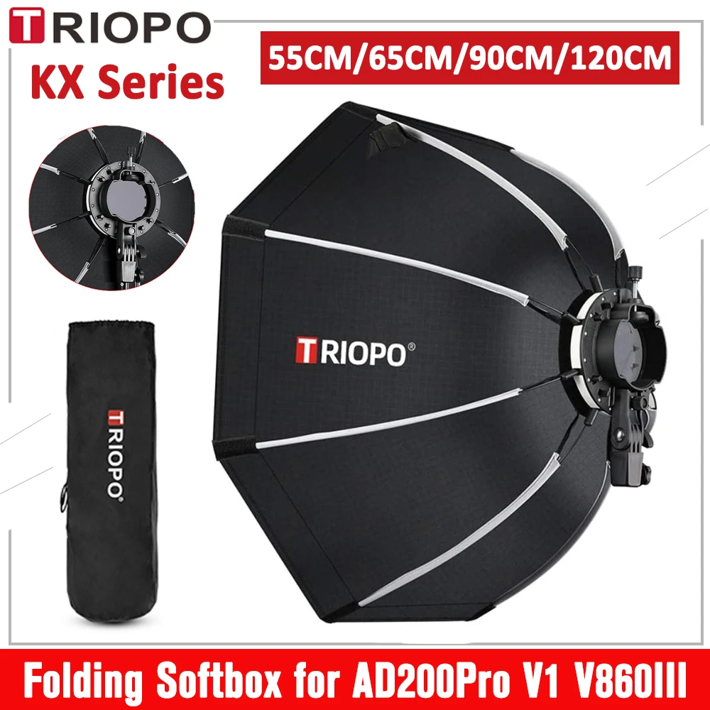 

TRIOPO KX Softbox 55CM 65CM 90CM 120CM Foldable Octagon Umbrella Soft Box for Godox AD200Pro V1 V860III Yongnuo Speedlite Light