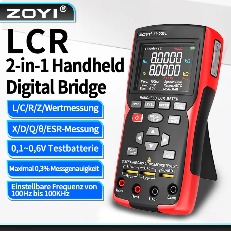 ZOYI DQ02 High Precision Handheld LCR Bridge / Lithium Battery Internal Resistance Tester for 18650 Batteries/Accumulato toolsr