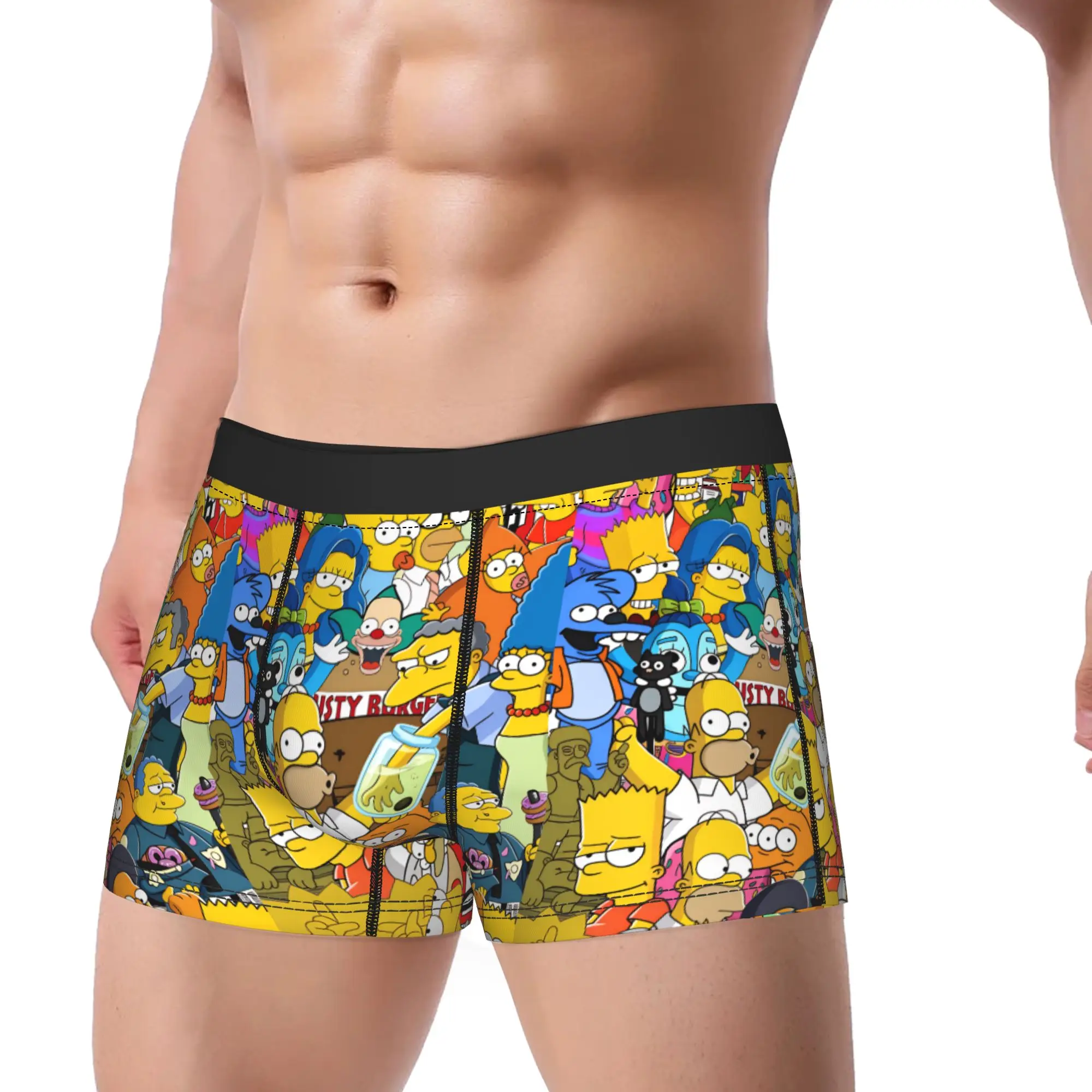 Funny S-Simpsons Characters Chaos Collage Underwear  Men Panties Print Classic Trunk Hot Sale Shorts Briefs Large Size
