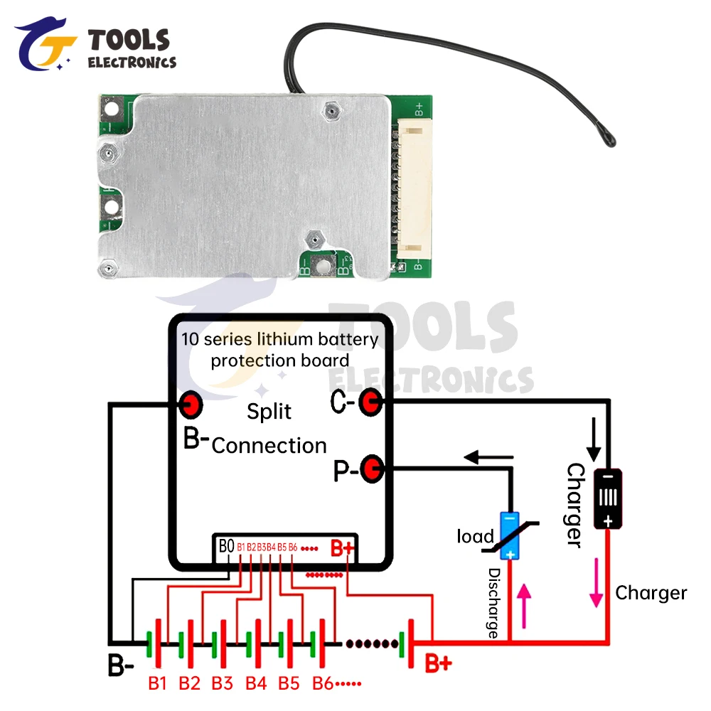 BMS 10S 36V 30A 18650 Lithium Battery Protection Board Same Port Split Port with Equalization Battery Balanced Protection Board