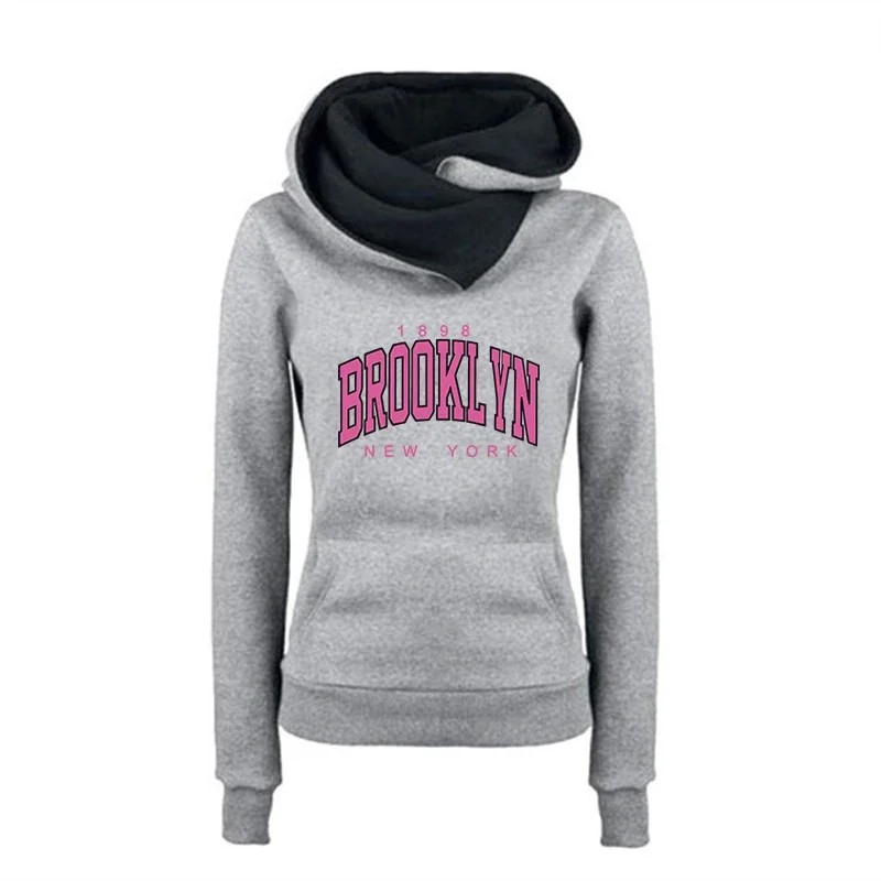 

Женская домашняя уличная повседневная спортивная толстовка с капюшоном, верхние пальто для бега, осень-зима, женские толстовки с принтом Brooklyn, городская мода, теплая толстовка