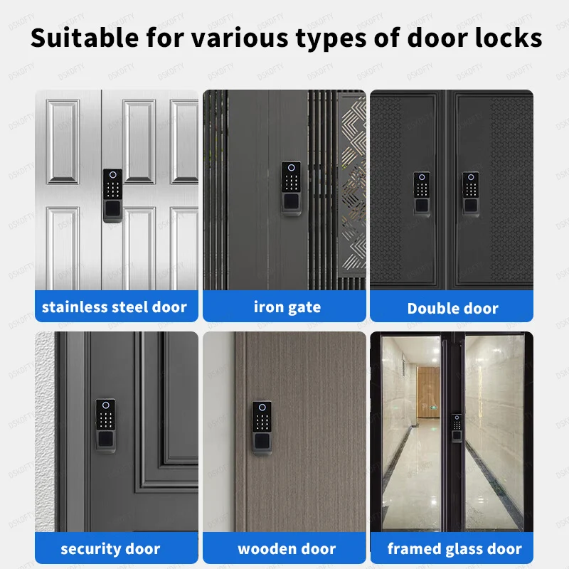 TTLOCK Smart Door Lock Fingerprint Rim Lock Smart Card Digital Code Electronic Door Lock Outdoor Electronic Lock