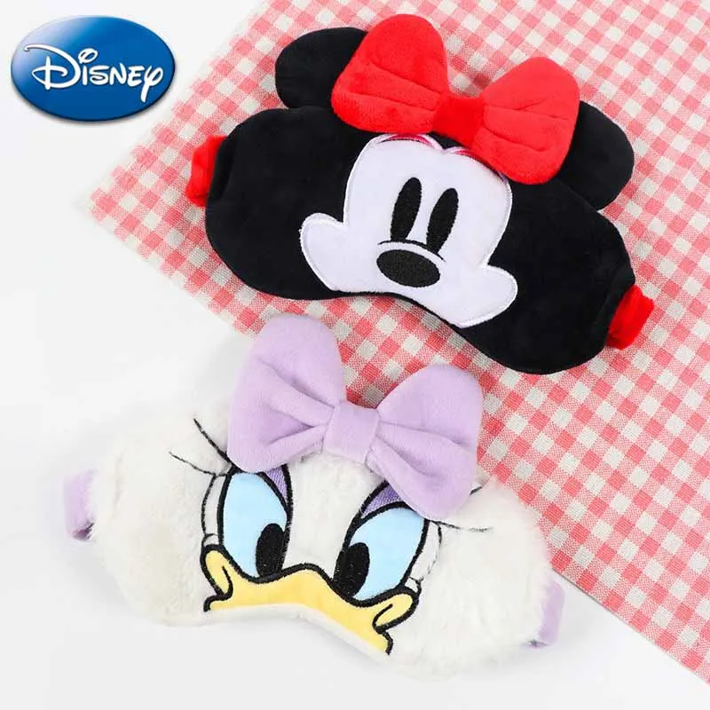 Disney-Máscara de Ojos de Minnie y Mickey Mouse, accesorio de felpa suave para dormir, regalo para niños