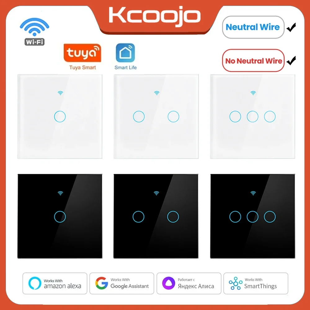 Tuya Wifi EU 스마트 스위치 1/2/3/4Gang 터치 라이트 스위치 벽 센서 433mhz RF 스위치 Alexa Google 홈 Alice 용 스마트 라이프