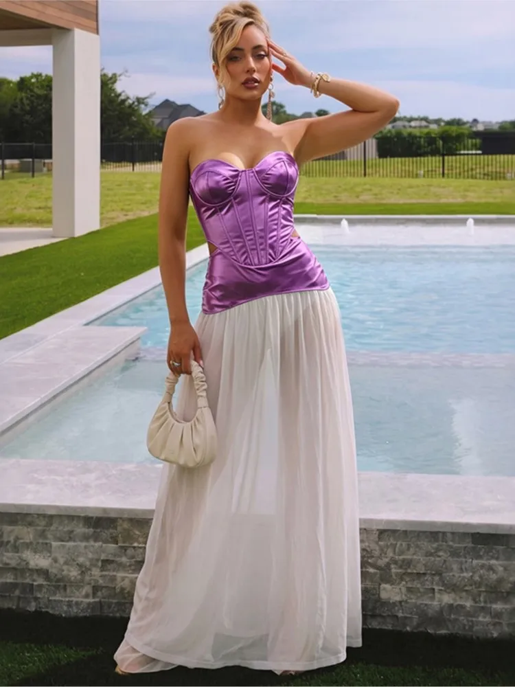 Summer Cover Ups Women Swimsuit Strapless Sleeveless Robes Bathing Suit New Beach Holiday Long Maxi Dresses Cover-Up
