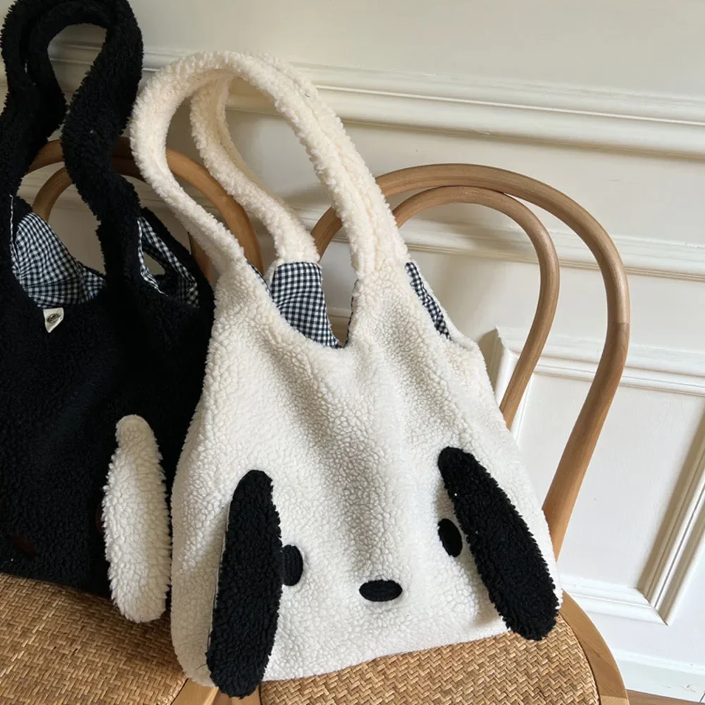 Big Ears Imitation Lamb Hair Shoulder Bag For Women New Soft Warm Plush Tote Bag Large-capacity Shopper Bag Kawaii Handbags Sac