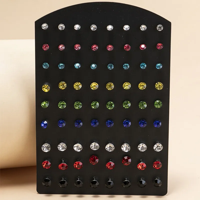 36 Pairs 4-6Mm Mixed-Color Fashion Rhinestone Stud Earrings Set Girls Women Earrings Set Jewelry Gifts