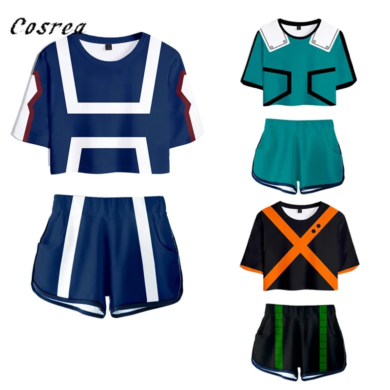 Anime My Hero Academia Cosplay set di due pezzi donna Sexy T Shirt Shorts My Boku No Hero Academia palestra uniforme tuta ragazze