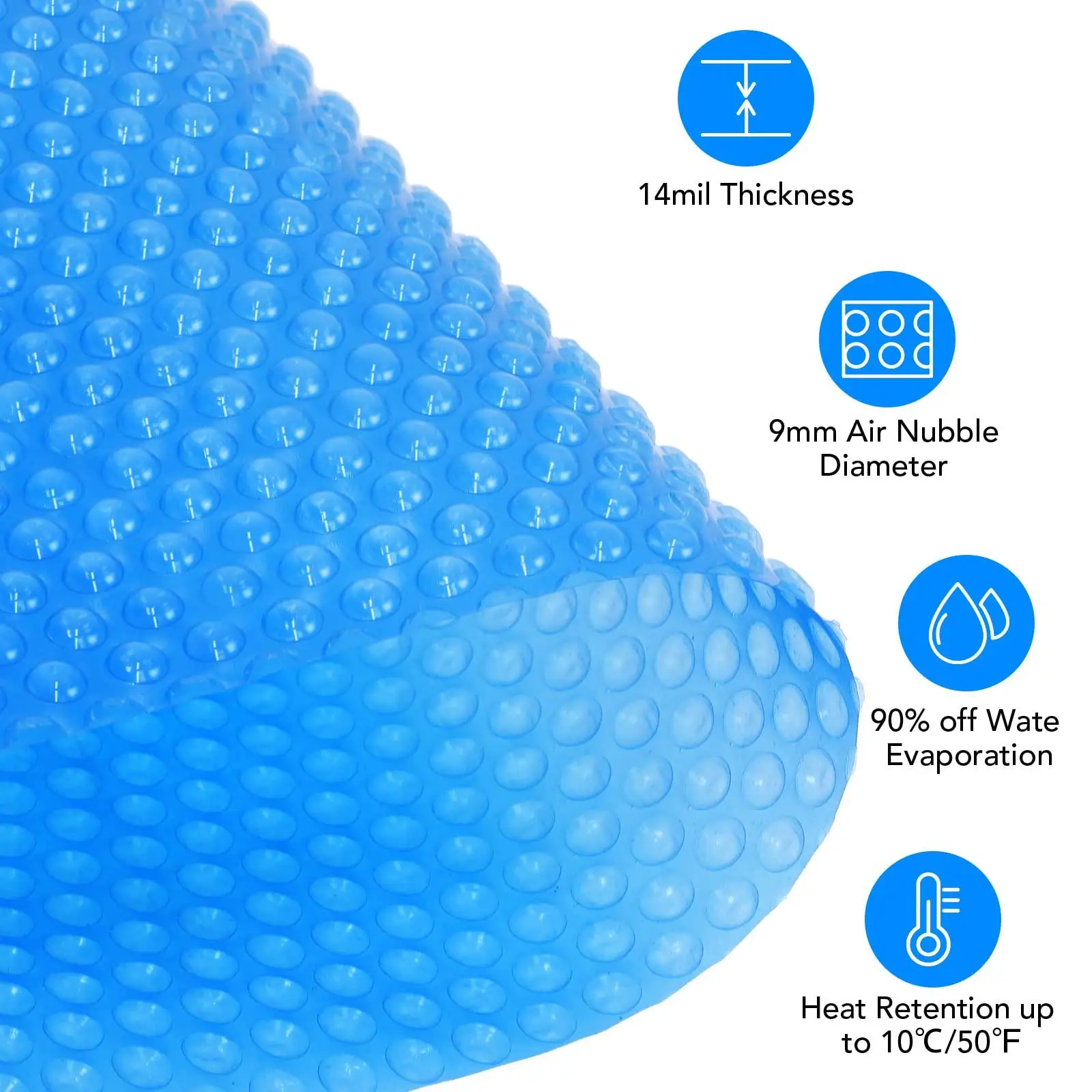 Solar Pool Cover Rectangle, Heat Retaining Blanket for In-Ground & Above-Ground Pools - Improves Water Temperature & Reduces Evaporation