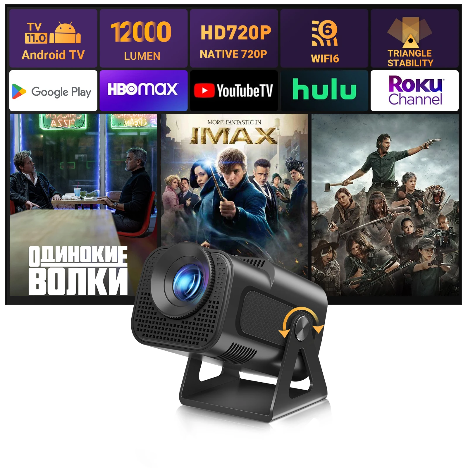 XGODY 4K Mini 12000 Lumens LED Projector 5G WiFi Bluetooth Android Beamer Home Theater