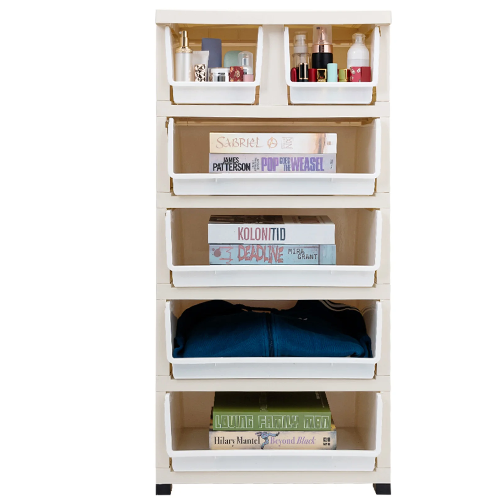 Rollbarer Schubladenorganizer aus Kunststoff, Aufbewahrungsschubladen mit Rollen, 6-Schubladen-Kommode für Schlafzimmer, Wohnzimmer – Detail 3
