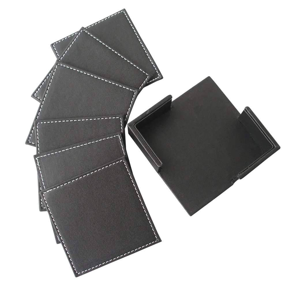

Heat Resistant Square Coaster 6PCS PU Table Mat for Cup Glass Dining Kitchen Placemat Insulation Holder