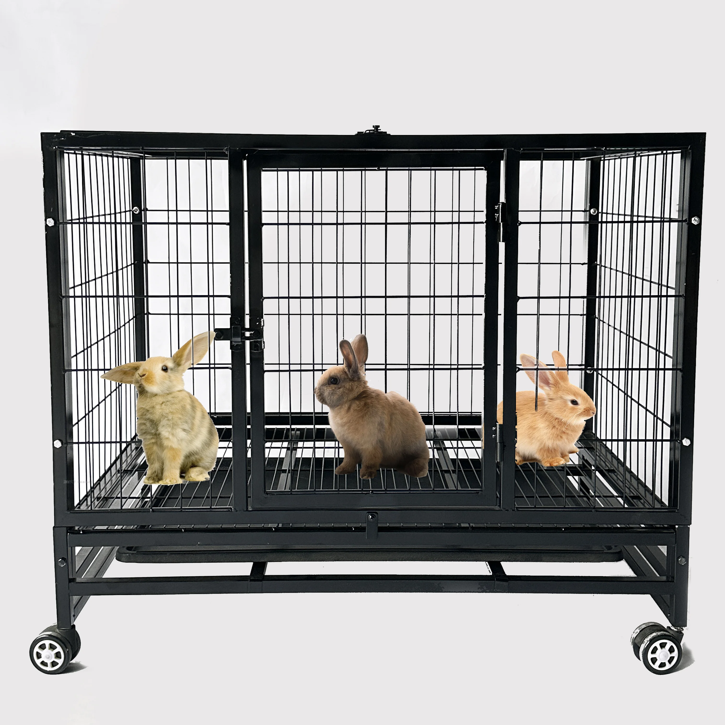 

Factory Direct Sales Stainless Steel Extra Large Breeding Black Rabbit Dog Cages for Household Outdoor with Wheels
