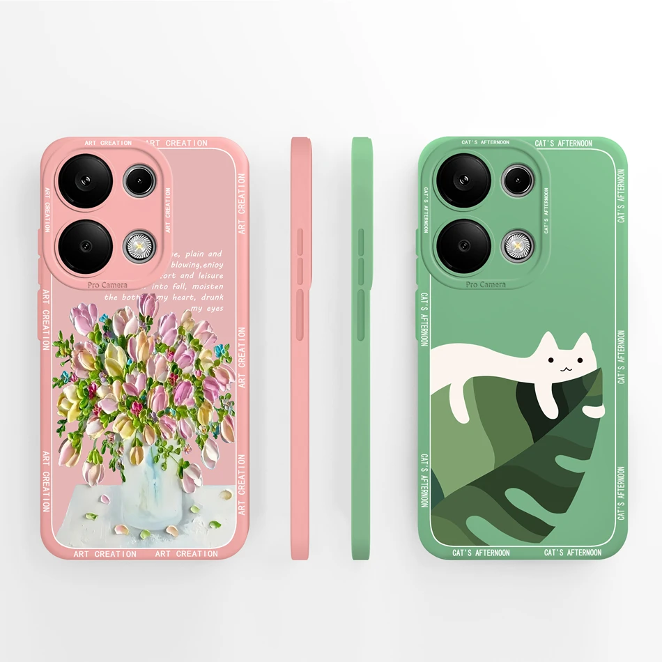 For Poco M6 Pro Case Oil Painting Phone Cover Soft Liquid Silicone Shockproof Bumper For Xiaomi Poco M6 Pro 4G Carcasa Protector