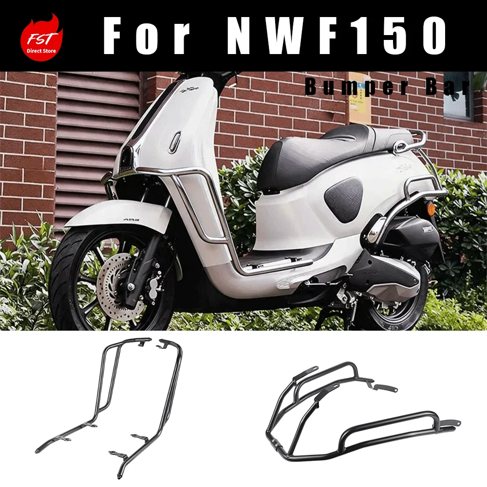 Full Surround Front & Rear Crash Bar with Exhaust Guard, Anti-Fall Comfort Aftermarket Mod Parts Fit for Honda NWF150