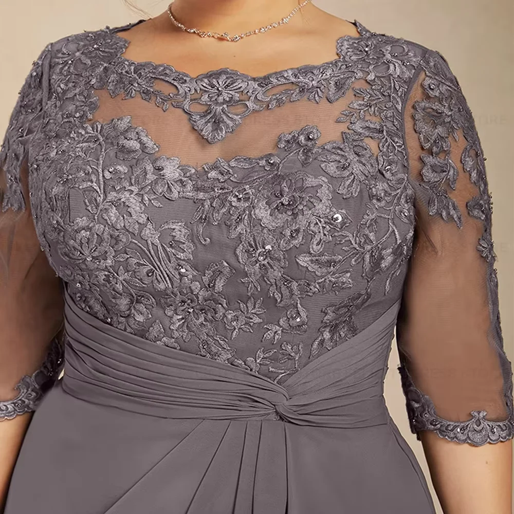 FELICITY Customized Elegant Mother of the Bride Dress 2025 A-line Scoop Applique Pleated Sequins Long Wedding Guest Party Dress