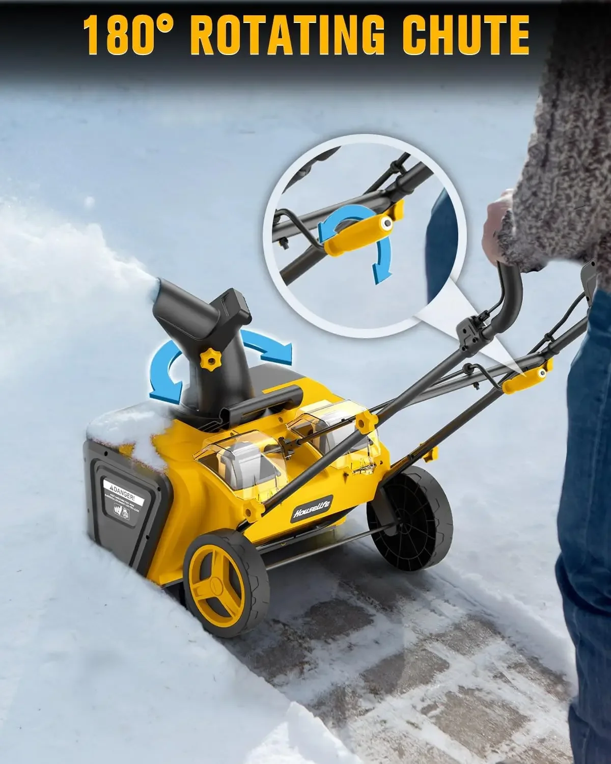 Akku-Schneefräse, kompatibel mit 20 V Max. Akku, 2 x 20 V Schneefräse mit 20 Zoll elektrischer Schneefräse